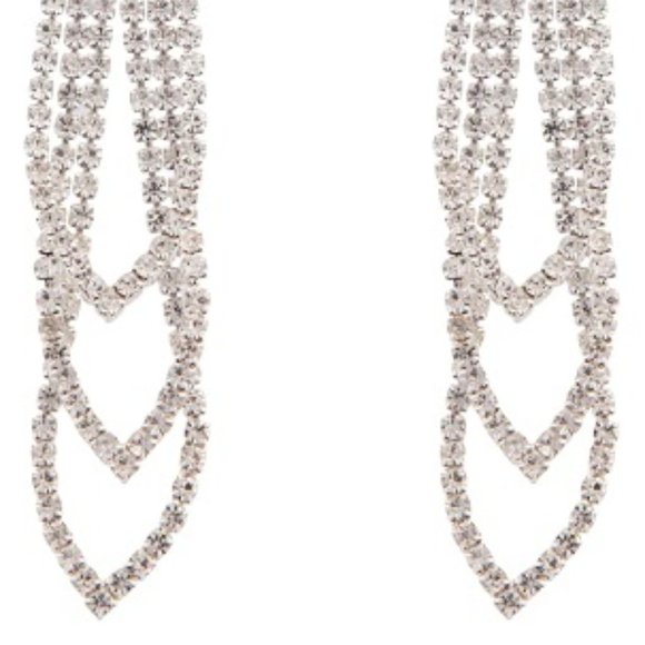 LOVISA Glamorous Silver Clear Crystal Loop Chain Drop Earrings**NEW! - Picture 3 of 3